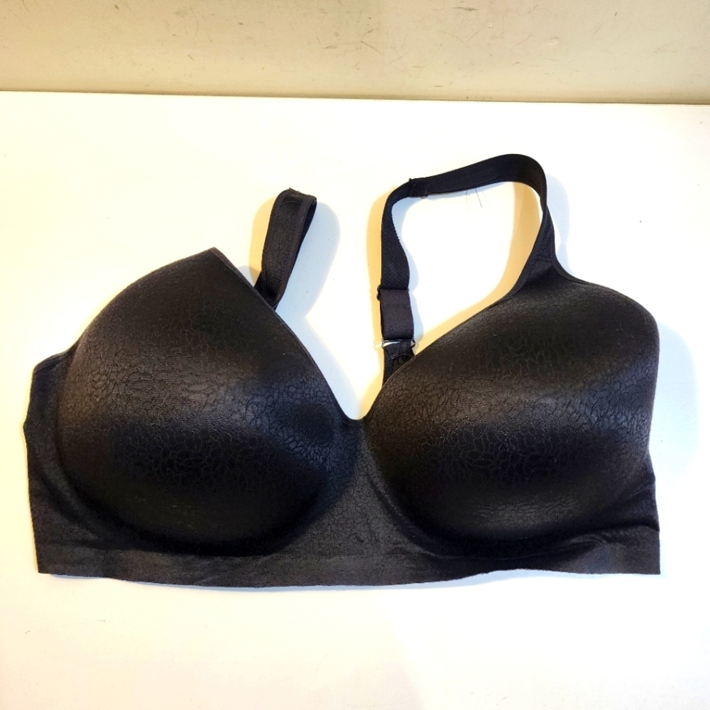 Secret Tresure Black Textured Wireless  Bra Plus Size 46DDD